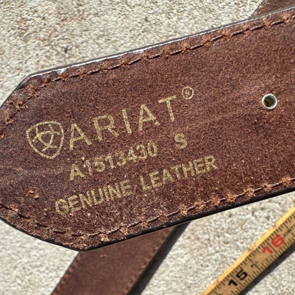 Ariat Womens Brown Tooled Leather Western Belt Rhinestone Buckle A1513430 Size S
